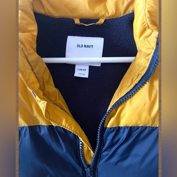 Old Navy Boys Navy Blue/Gold Full Zip Puffer Vest Size L 10/12 - Picture 7 of 7